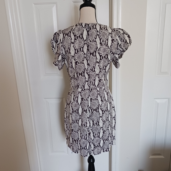 A.L.C. Brinley Snakeskin Puff Short Sleeves Mini Dress - Picture 6 of 16